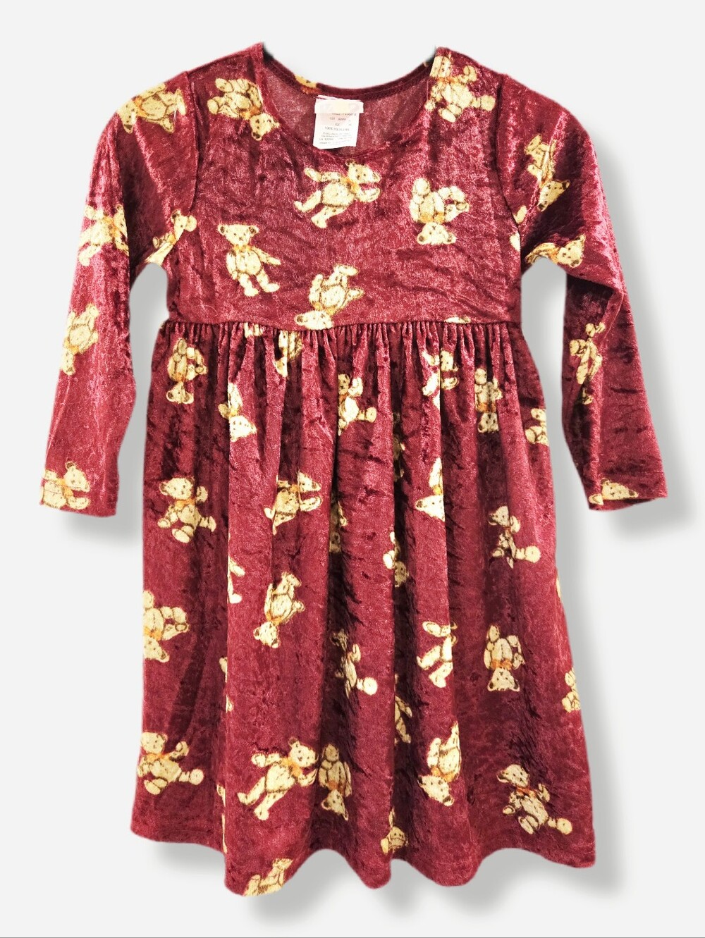 Vintage Teddy Bear Velvet Dress | Sears Kids 6X | Holiday Christmas 90s